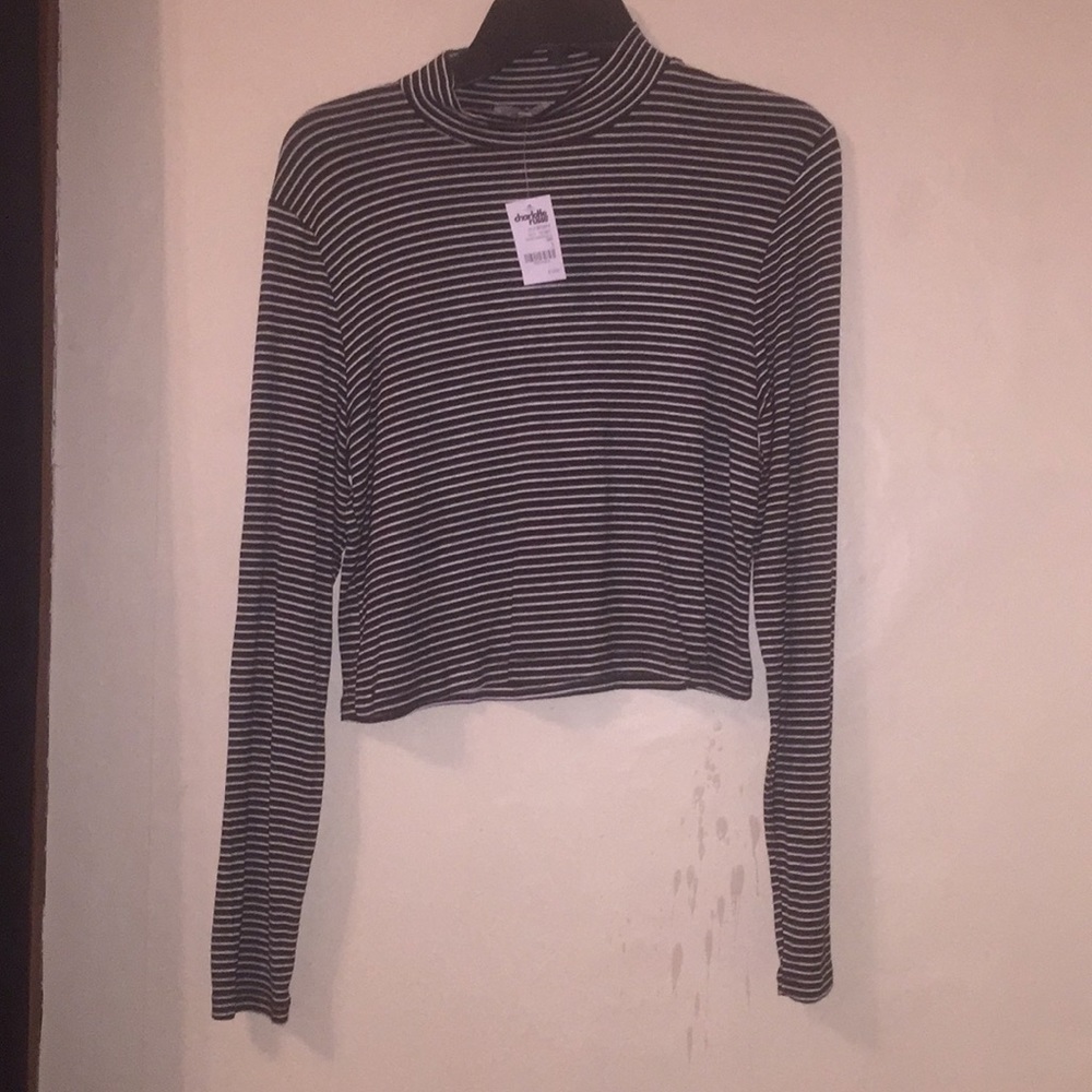 Charlotte Russe striped, long sleeve crop top